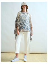 CASHMERE PRINTED PONCHO: SAFARI: BEIGE