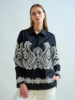 COLLARED COTTON SHIRT: BLACK WITH WHITE EMBROIDERIES