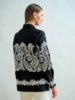 COLLARED COTTON SHIRT: BLACK WITH WHITE EMBROIDERIES