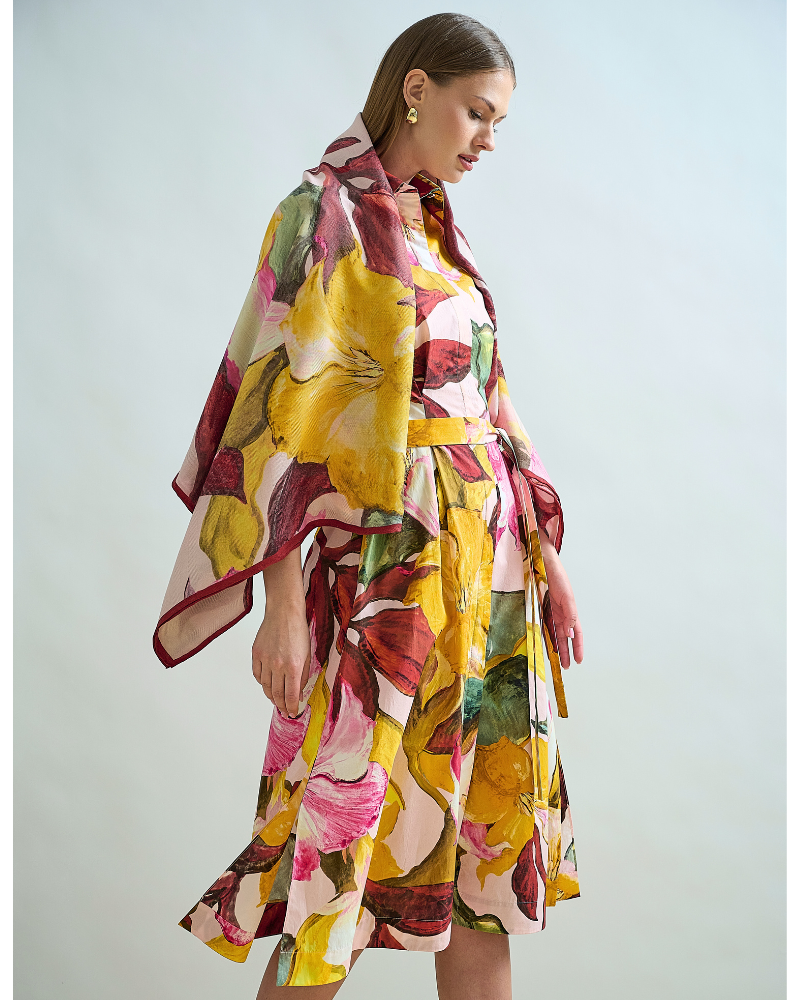 CASHMERE PRINTED SCARF: BERGAMO: PINK