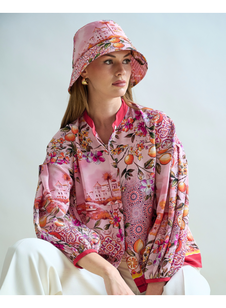 PRINTED COTTON HAT: CAPRI: PINK