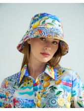 PRINTED COTTON HAT: CAPRI: BLUE