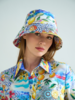 PRINTED COTTON HAT: CAPRI: BLUE