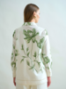 COLLARED COTTON EMBROIDERED SHIRT: IVORY WITH GREEN FLOWERS