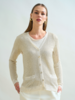 V NECK CARDIGAN: GOLD AND IVORYIN LUXOR BLEND