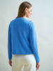 CASHMERE KNITTED CARDIGAN W/ COTTON BERGAMO PRINT: BLUE