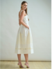 LONG COTTON WHITE STRAPS DRESS WITH IVORY EMBROIDERY