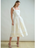 LONG COTTON WHITE STRAPS DRESS WITH IVORY EMBROIDERY