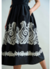 LONG COTTON BLACK STRAPS DRESS WITH WHITE EMBROIDERY
