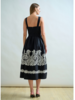 LONG COTTON BLACK STRAPS DRESS WITH WHITE EMBROIDERY