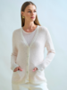 SILK AND COTTON V NECK CARDIGAN: IVORY - Copy