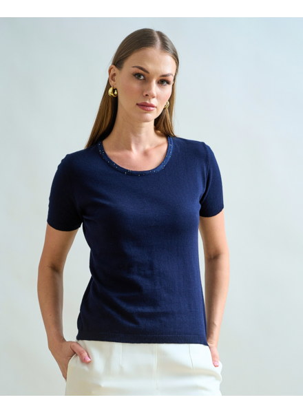 CREWNECK TANK TOP: NAVY WITH SEQUINS