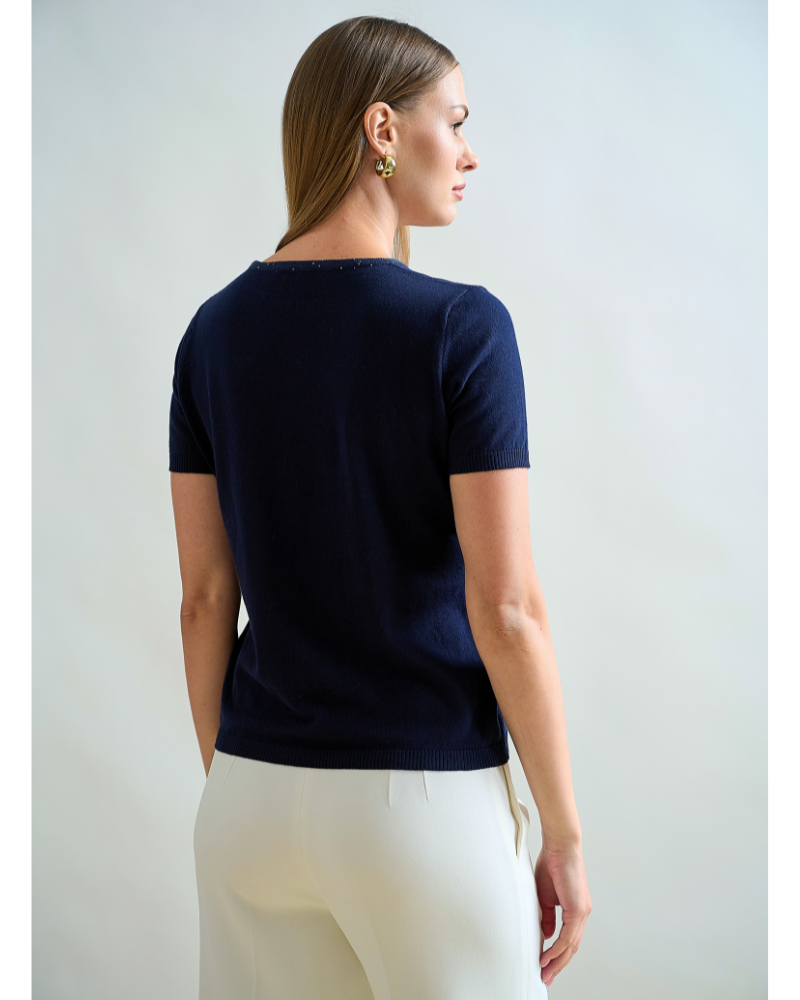 CREWNECK TANK TOP: NAVY WITH SEQUINS