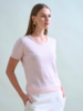 SILK AND COTTON CREWNECK TANK TOP: WHITE AND PINK WITH SEQUINS