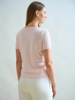 SILK AND COTTON CREWNECK TANK TOP: WHITE AND PINK WITH SEQUINS