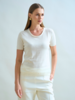 SILK AND COTTON CREWNECK TANK TOP WHITE WITH SEQUINS