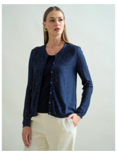 CREWNECK CARDIGAN: NAVY WITH SEQUINS