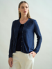 SILK AND COTTON CREWNECK CARDIGAN: NAVY WITH SEQUINS