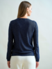 SILK AND COTTON CREWNECK CARDIGAN: NAVY WITH SEQUINS