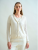 SILK AND COTTON CREWNECK CARDIGAN: WHITE WITH SEQUINS