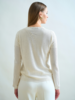 SILK AND COTTON CREWNECK CARDIGAN: WHITE WITH SEQUINS
