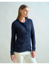 V NECK CARDIGAN: BLACK AND NAVY