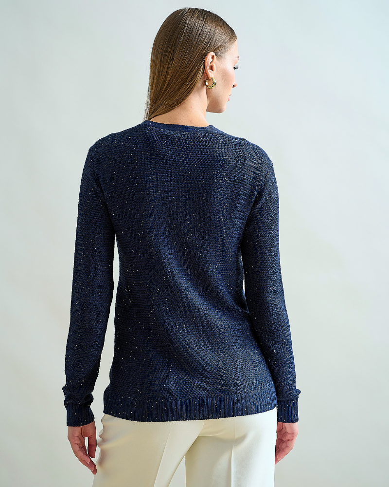 V NECK CARDIGAN: BLACK AND NAVY