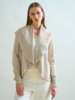 SHAWL NECK SWEATER WITH SEQUINS: SAND