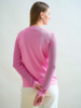 LACE TRIM CREWNECK CARDIGAN: PINK