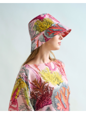 PRINTED LINEN HAT : CORAL : PINK