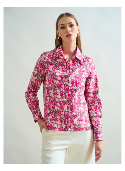 STRAIGHT-CUT COTTON SHIRT: FIORI : PINK