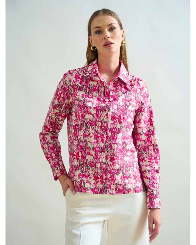 STRAIGHT-CUT COTTON SHIRT: FIORI : PINK