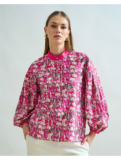 BALLOON SLEEVE COTTON SHIRT: FIORI : PINK