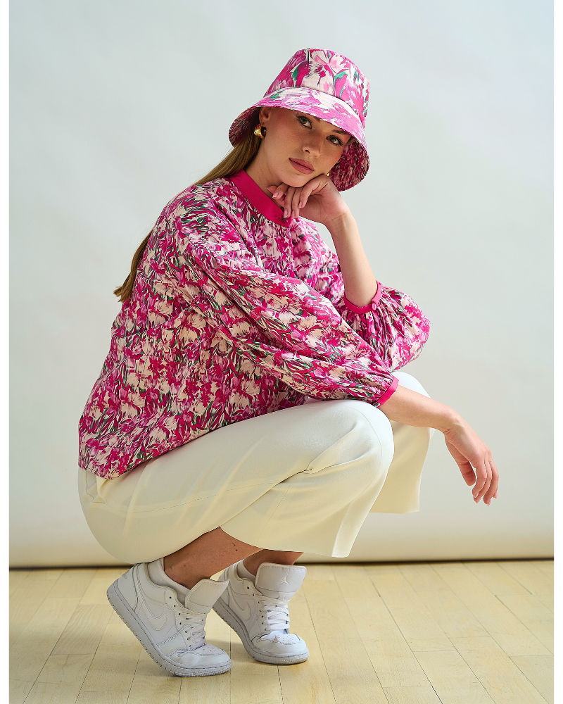 BALLOON SLEEVE COTTON SHIRT: FIORI : PINK