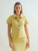 TAILORED SHORT-SLEEVE JACKET: YELLOW TWEED