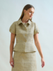 TAILORED SHORT-SLEEVE JACKET: GOLD LINEN