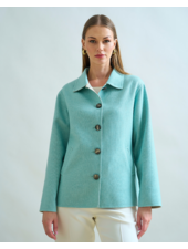 DOUBLE-FACE CASHMERE SHIRT JACKET: TURQUOISE-IVORY