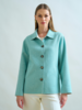 DOUBLE-FACE CASHMERE SHIRT JACKET: TURQUOISE-IVORY