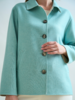 DOUBLE-FACE CASHMERE SHIRT JACKET: TURQUOISE-IVORY
