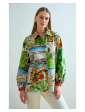 PRINTED CLASSIC COTTON SHIRT WIDER SLEEVE: LAKE COMO