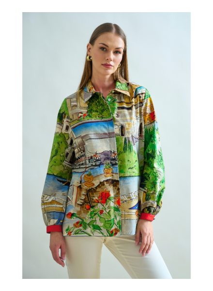 PRINTED CLASSIC COTTON SHIRT WIDER SLEEVE: LAKE COMO