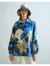 CLASSIC COTTON SHIRT WIDER SLEEVE: BERGAMO PRINT: BLUE