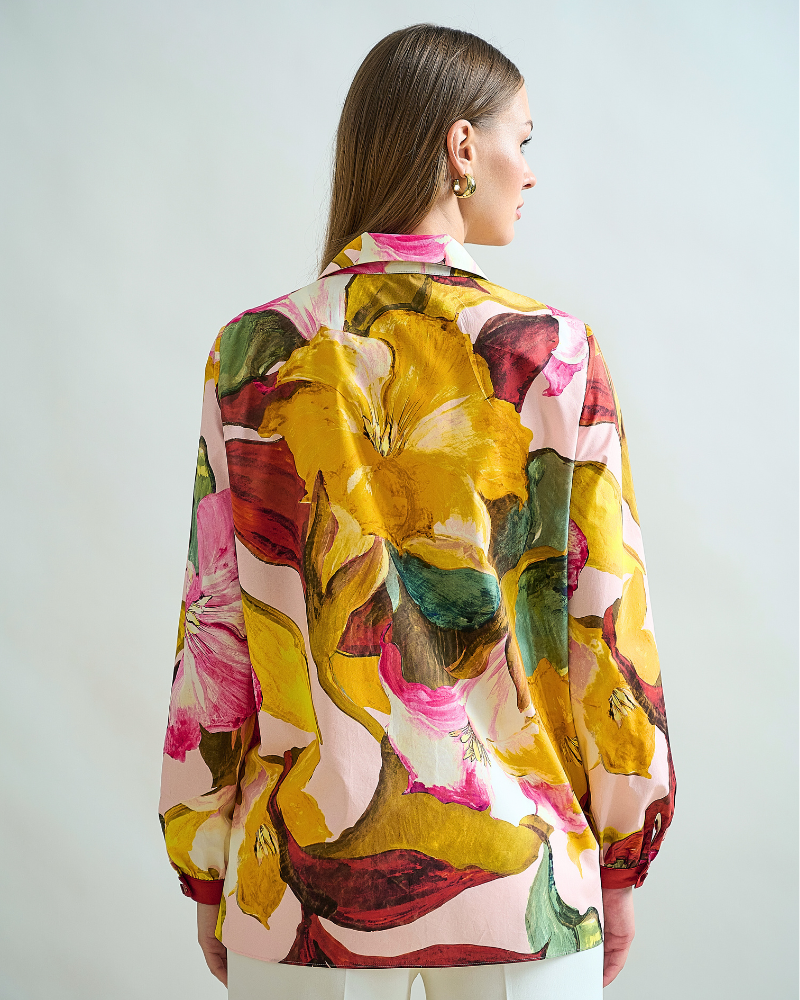 CLASSIC COTTON SHIRT WIDER SLEEVE: BERGAMO PRINT: PINK