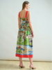 LONG POET COTTON DRESS WITH WAIST AND STRAPS: COMO PRINT