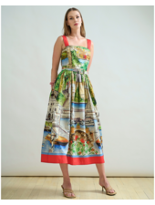 LONG POET COTTON DRESS: COMO PRINT