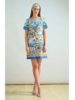 COTTON SHORT SHIFT DRESS: CAPRI PRINT: BLUE