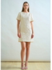 SHORT SHIFT DRESS: MATELASSE: IVORY