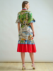 SHIRT DRESS, NO WAIST WITH RUFFLES: PRINTED COMO