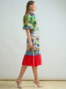 SHIRT DRESS, NO WAIST WITH RUFFLES: PRINTED COMO