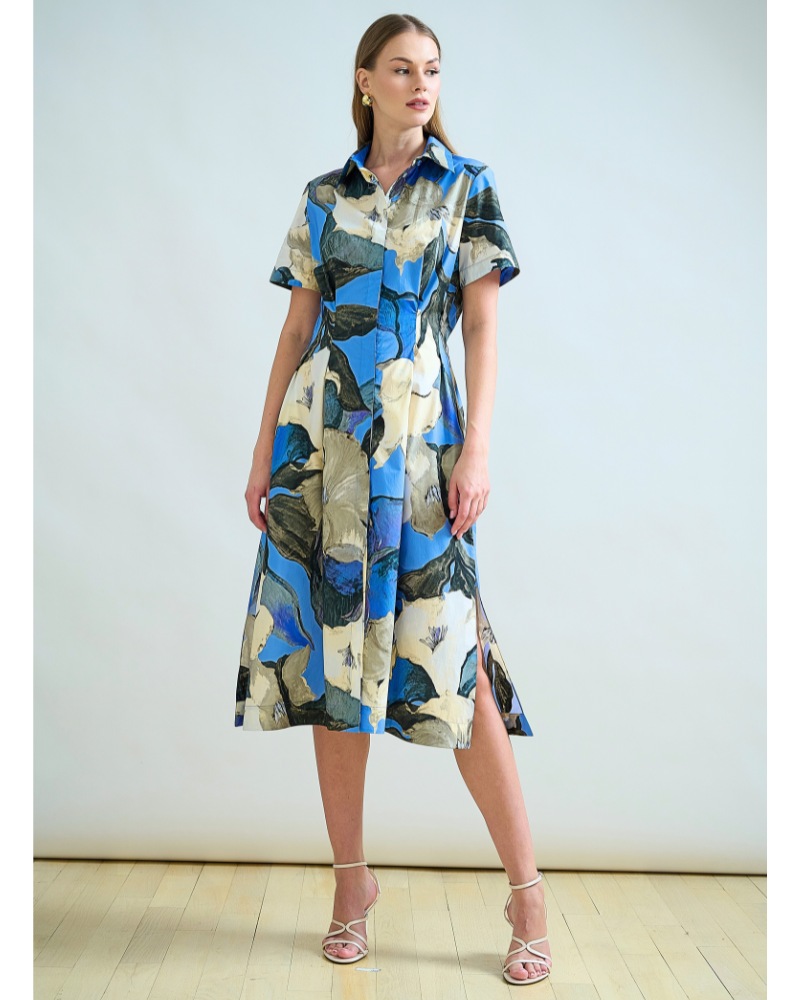 NO WAIST HALFSLEEVEES  DRESS: BERGAMO PRINT: BLUE